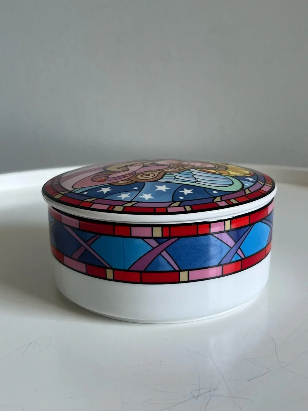 Vintage Mikasa Herald Angel Lidded Trinket Box Jar By Dan Scannell